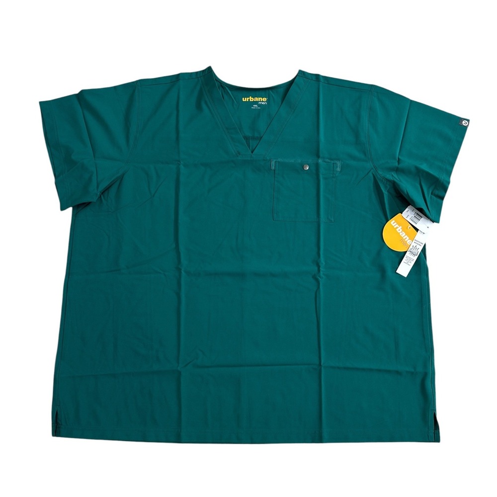 Urbane Men Performance Scrub Top Nursing Medical Green V-Neck Pockets 4XL NWT
